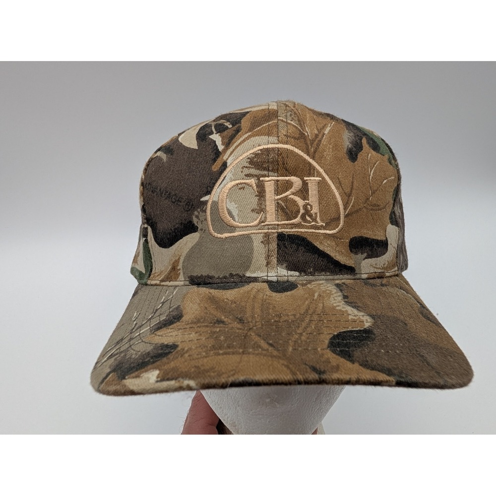 CBI Camouflage Baseball Hat Made in USA Adjustable Leather Strap Camo Cap